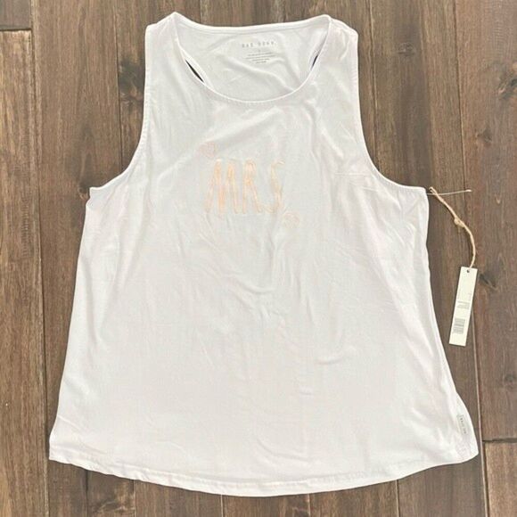 Rae Dunn White and Peach MRS Bridal Tank for the Bride Large NWT - Picture 1 of 7
